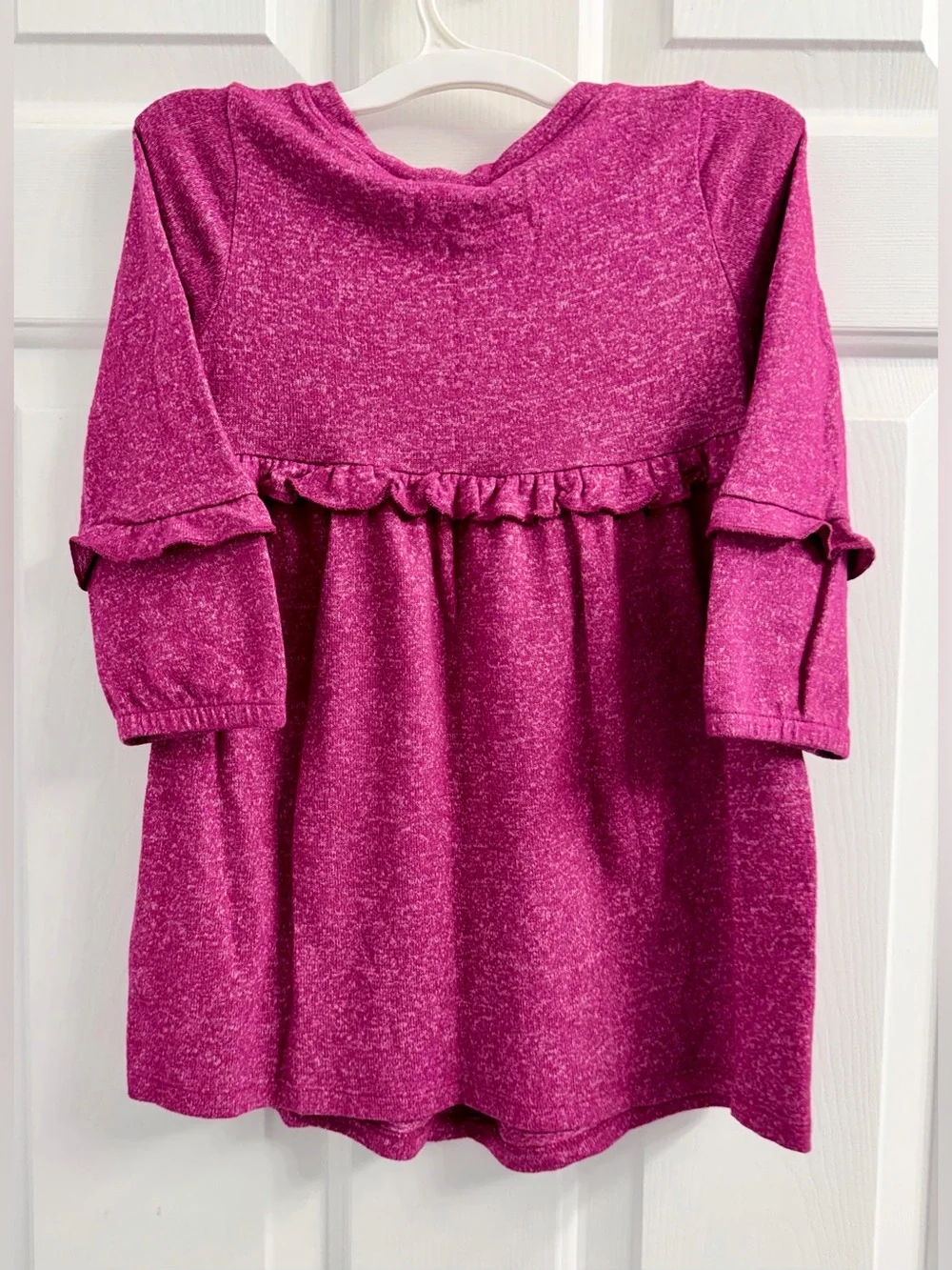 GAP Girls Magenta Ruffle-Trim Long Sleeve Casual Dress